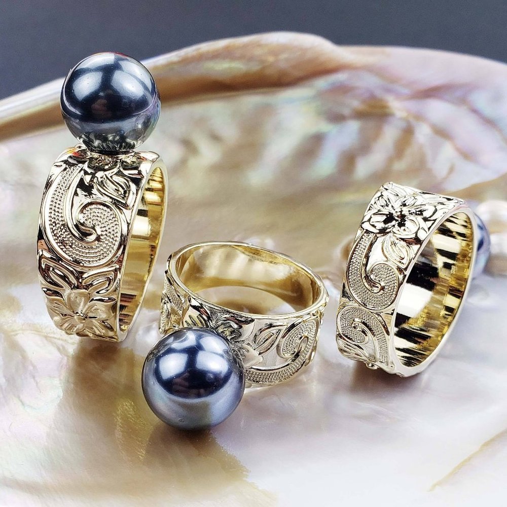 14k gold plated over brass Polynesian tribal rings